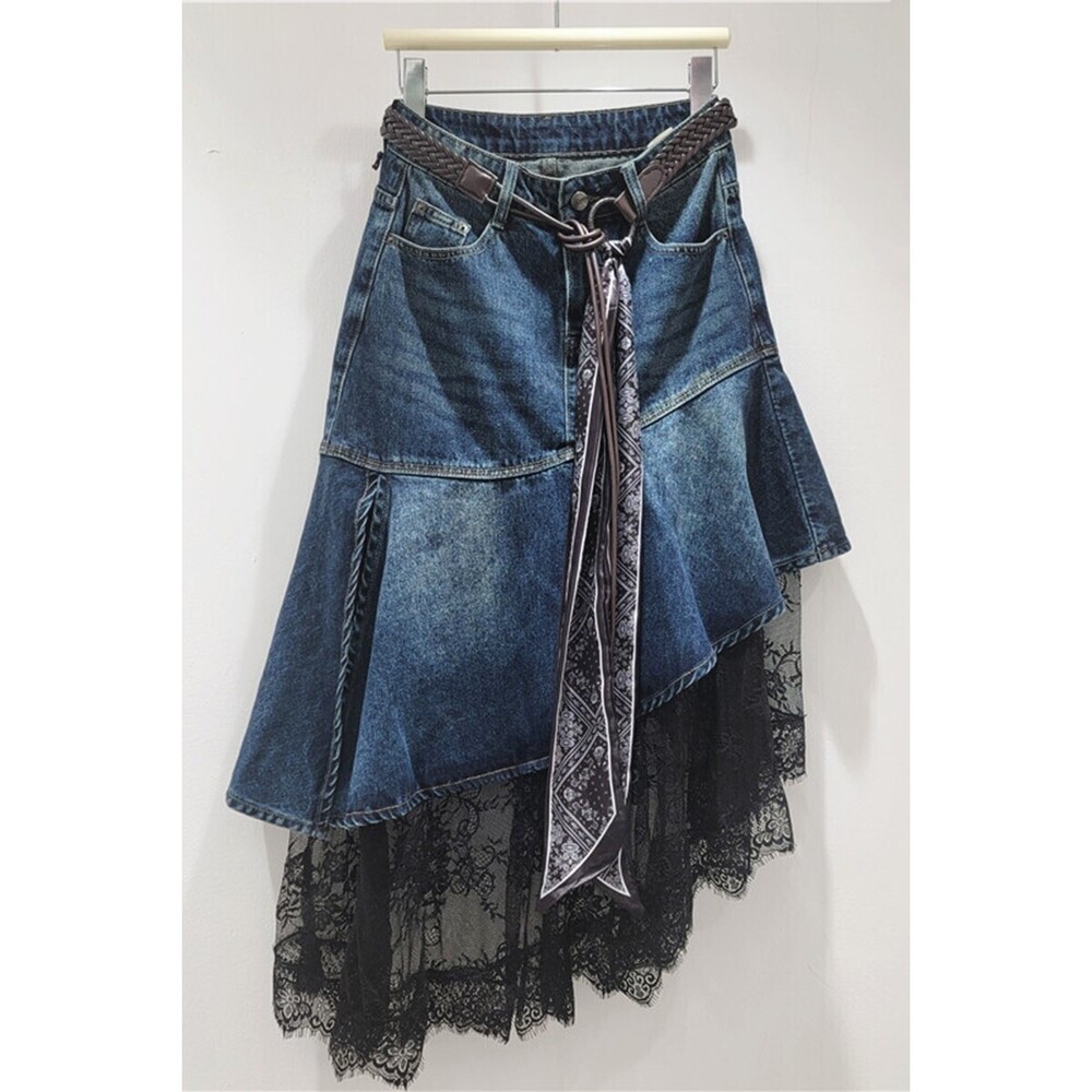 X3  Asymmetric Denim Midi Skirt Various Sizes